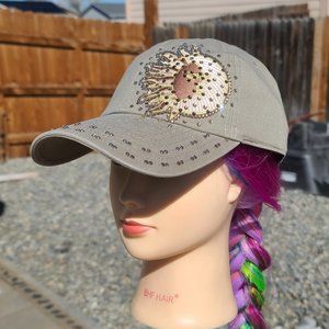 Ladies Khaki BLING Hat NEW